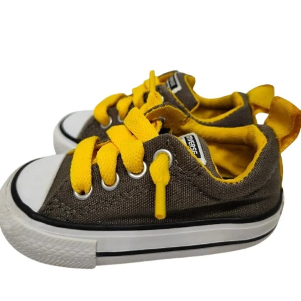 Converse Infant Toddler Baby Size 4 Gray & Yellow Chuck Low tops Sneakers